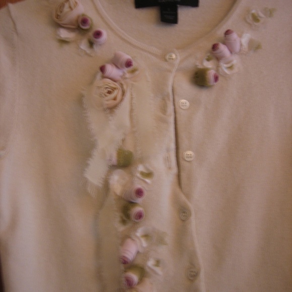 Express Cream Cardigan with Floral Accents - Picture 3 of 4